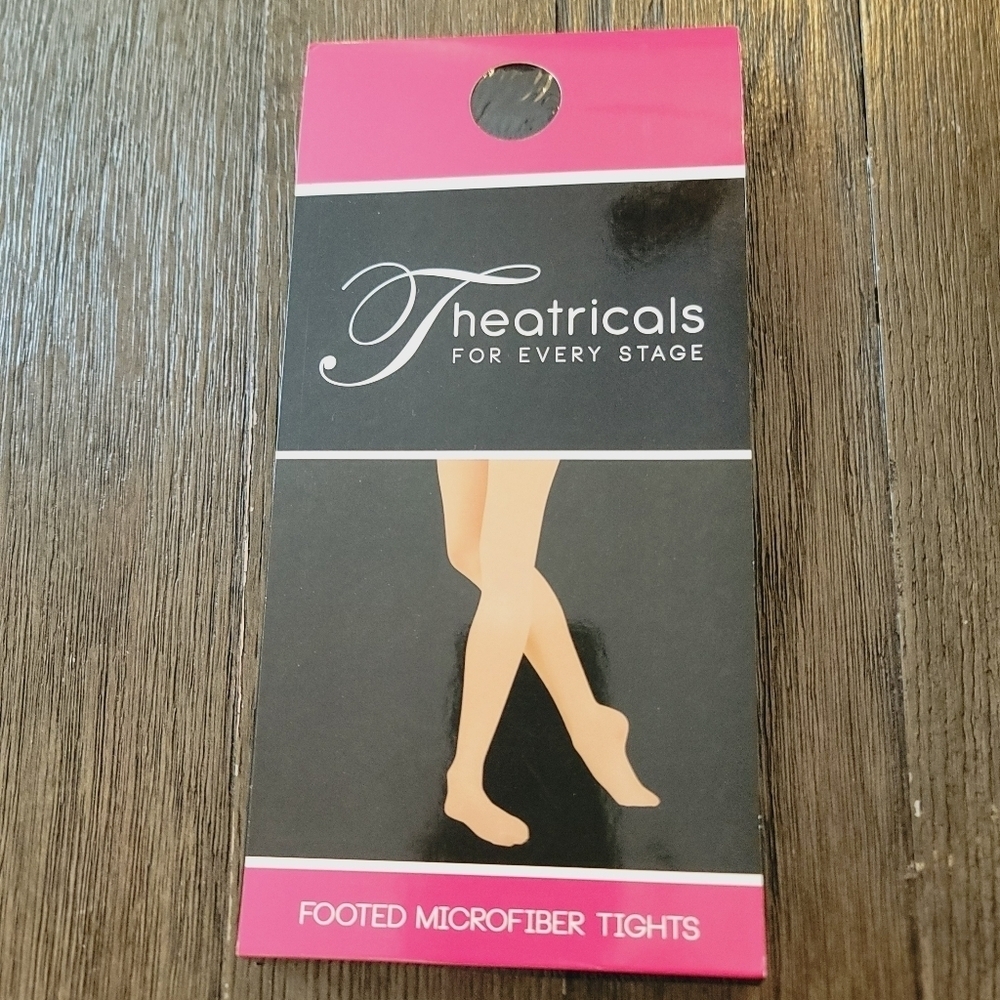 New THEATRICALS Black Girls Footed Tights with Smooth Self-Knit Waistband MC